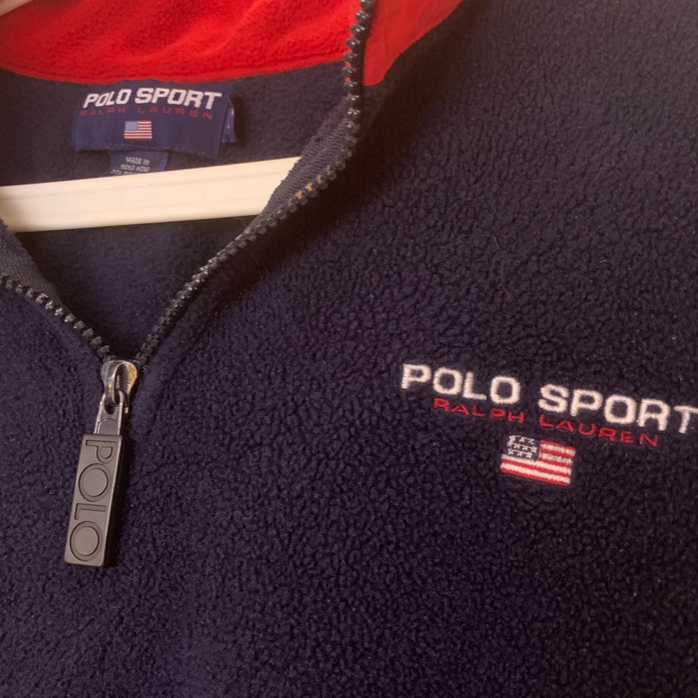 🏆Vintage Polo Sport Zip Away Hood 1/4 Zip Fleece - Picture 6 of 6
